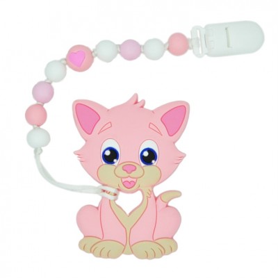 Little Cat Kitten Eco Friendly Crystal Baby Silicone Pacifier Chain