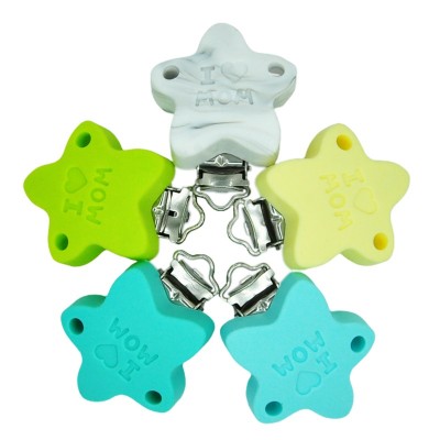 Factory Price Food Grade Colorful Baby Teether Star Crystal Pacifier Clip