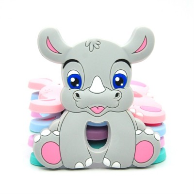 100% Bpa Free Baby Toys Animal Rhinoceros Cute Silicone Teether