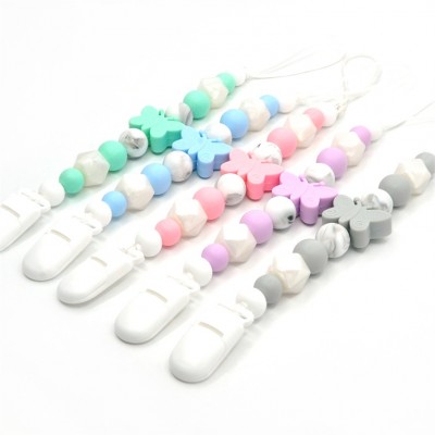 New Custom Silicone Stuffed Baby Teething Metal Macrame Pacifier Holder