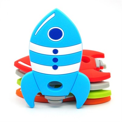 Hot Sale New Design Chewable Food Grade Silicone Teether Toy Rocket