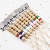 Wholesale baby silicone beaded pacifier holder clip