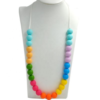 2015 new innovative product ideas Food grade bright colors beads baby silicone teething necklace