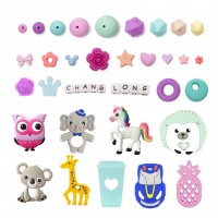 BPA Free Food Grade Funny baby teething nursing jewelry round beads diy