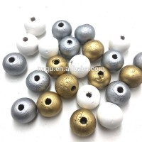 20mm Gold Round Wooden Beads