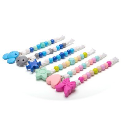 New Products Colorful Safety Baby Teething Toy Silicone Pacifier Clip Chain2016New products Food Grade Silicone teether Baby Toy