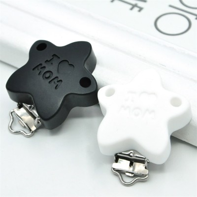 Handmade Custom Chain Accessories Silicone Flat Black Metal Pacifier Clip